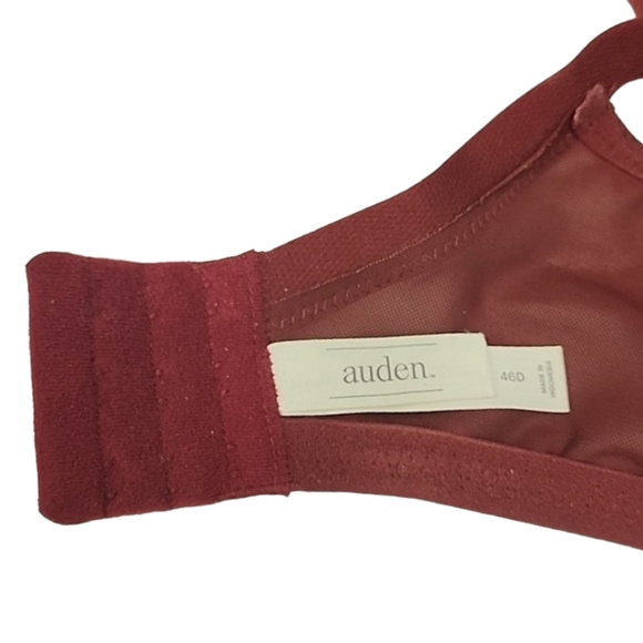 AUDEN Push Up Plunge Underwire Bra 46D Plus Size Wine Red Sublime Berry Lace - Picture 8 of 12